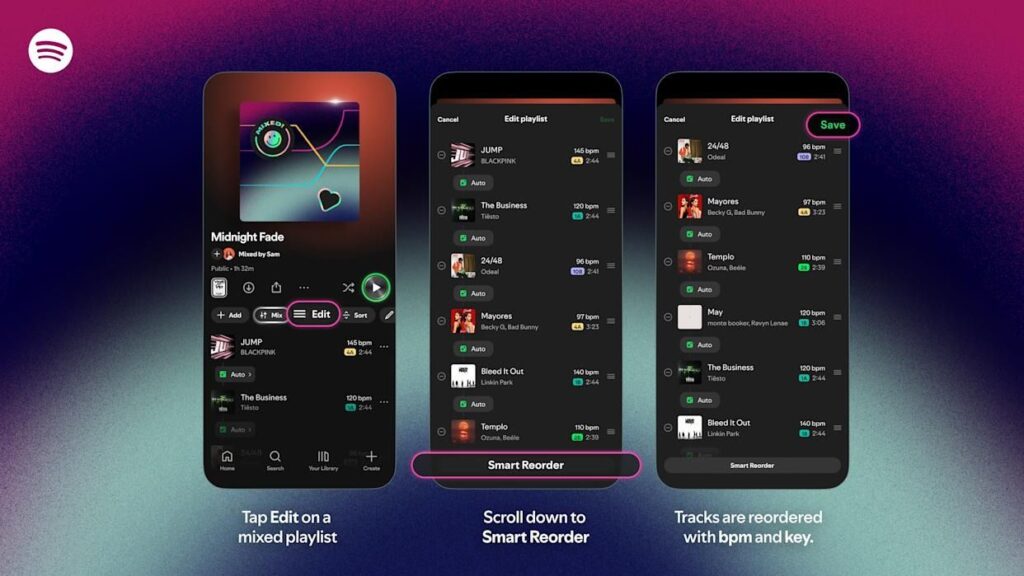 Spotify Premium için BPM ve ton bazlı liste düzenleme özelliği